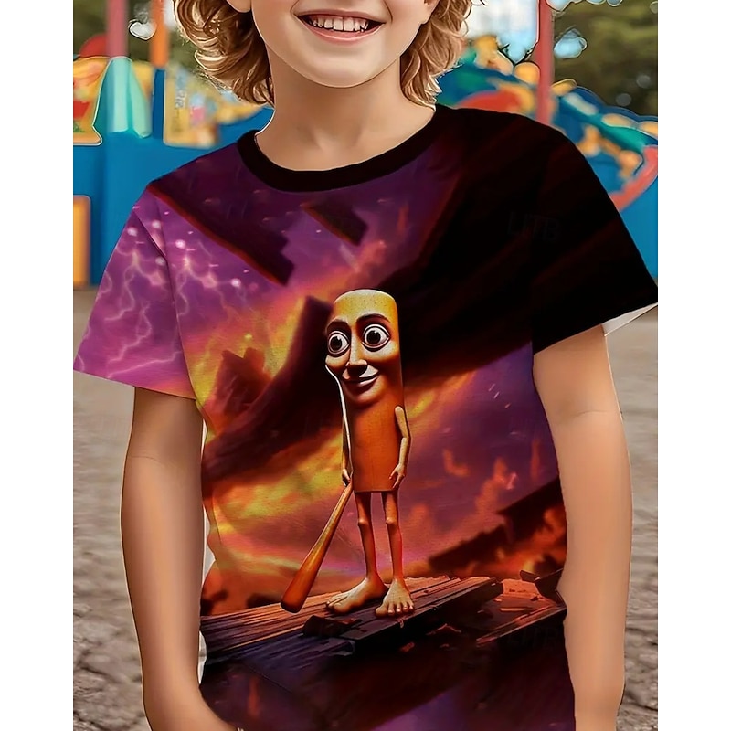 Boys' 3D Graphic T shirt Tee Casual Cartoon T-Shirt 