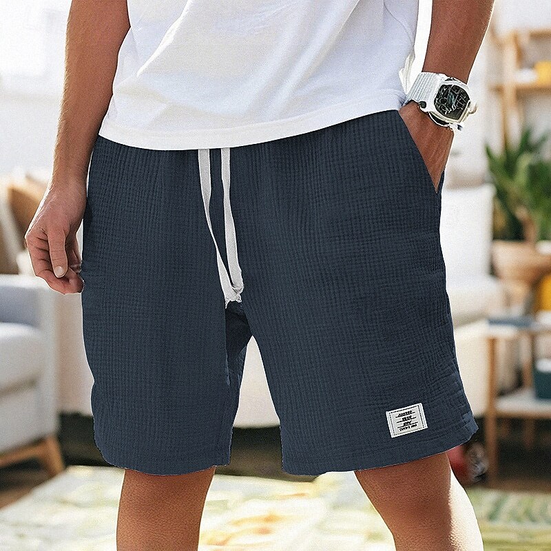 Men's Shorts Summer Shorts Beach Shorts Casual Shorts Pocket Elastic Waist Drawstring Plain Comfort Breathable Short Vacation Holiday Beach Hawaiian Boho Black White4