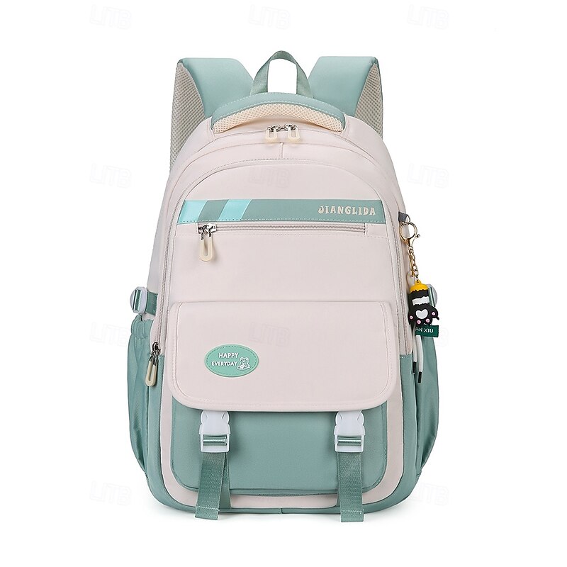 Waterproof School Backpack for Teens – Large Capacity Travel Bag with Luggage Strap and Multiple Compartments, Stylish Colorblock Design for Girls and Boys3