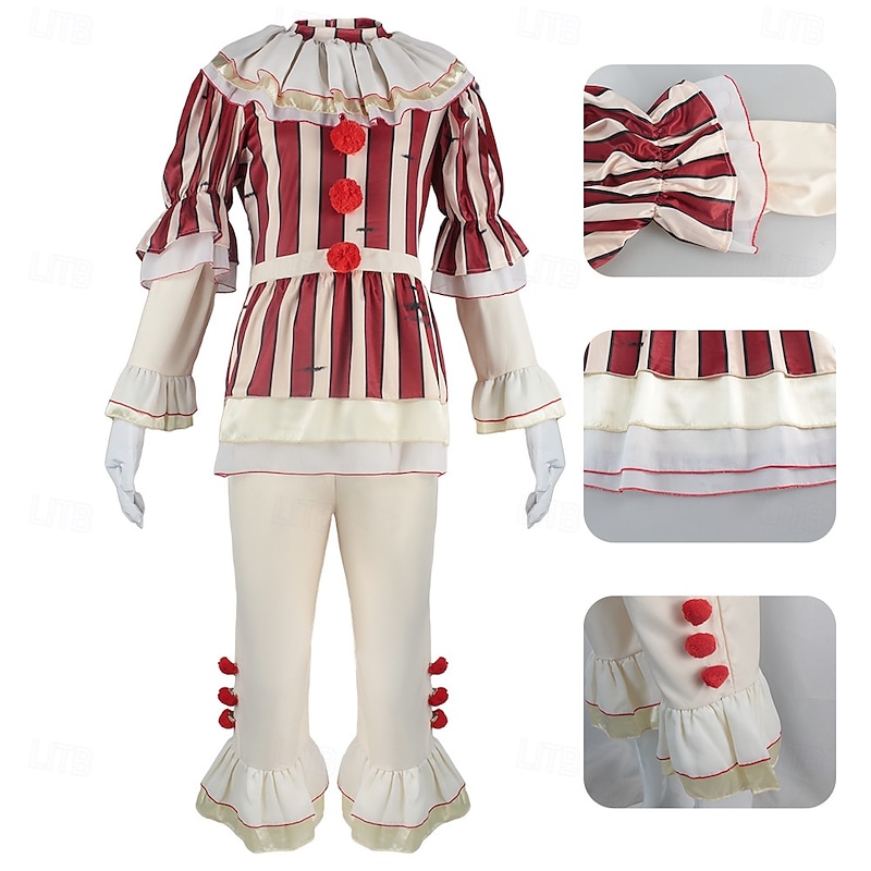 Clown Pennywise Halloween Costume It Horror Scary Costume Adults' Men's Women's Halloween Carnival Performance Party Easy Halloween Costumes Dress Up4