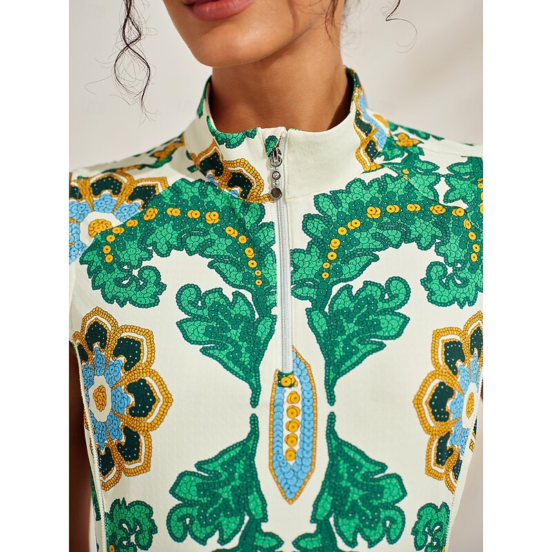 Women's Golf Dress Blue Green+Yellow Blue+Orange Sleeveless Dress Ladies Golf Attire Clothes Outfits Wear Apparel4