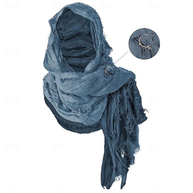 Retro Vintage Medieval Renaissance Scarf Hooded Shawls Viking Ranger Ripped Fancy Dress Men's Women's Unisex Viking Halloween Carnival Performance Party LARP Adults Shawl All Seasons2