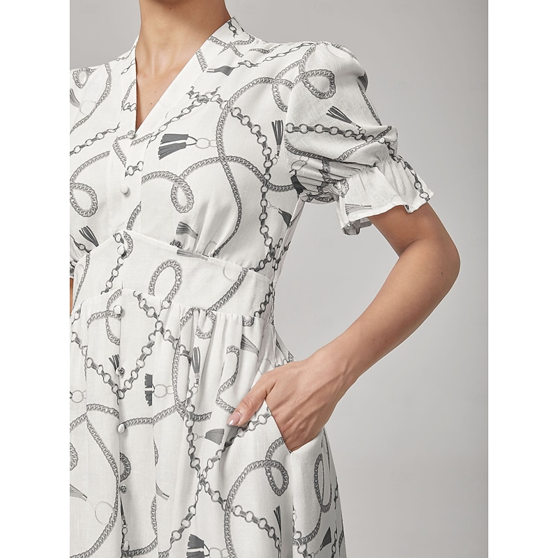 Chain Print Smocked Back Corset Dress2