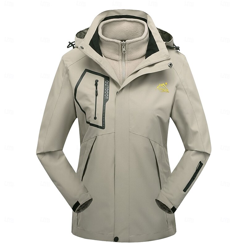 Women's Hiking 3-in-1 Jackets Ski Jacket Hiking Fleece Jacket Winter Outdoor Thermal Warm Windproof Lightweight Wear Resistance Outerwear Winter Jacket Trench Coat Skiing Fishing Climbing Black Ivory2
