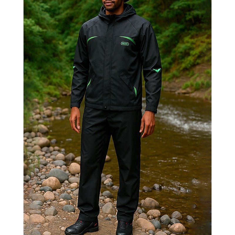 Men's Sport Set Outdoor Waterproof Windproof Hiking Outfits Hiking Clothes Spring Autumn / Fall Top Camping / Hiking / Caving Running Patchwork Black