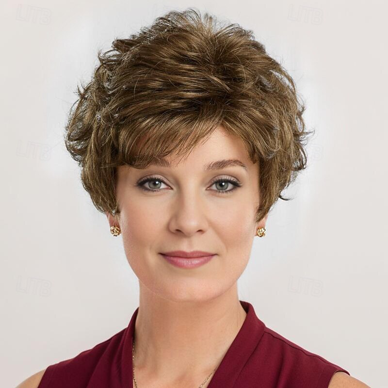 Women's Fashion Wig Sliver Synthetic Hair Short Wigs Curly Wig Fluffy Natural Synthetic Wigs for Daily Party Use2