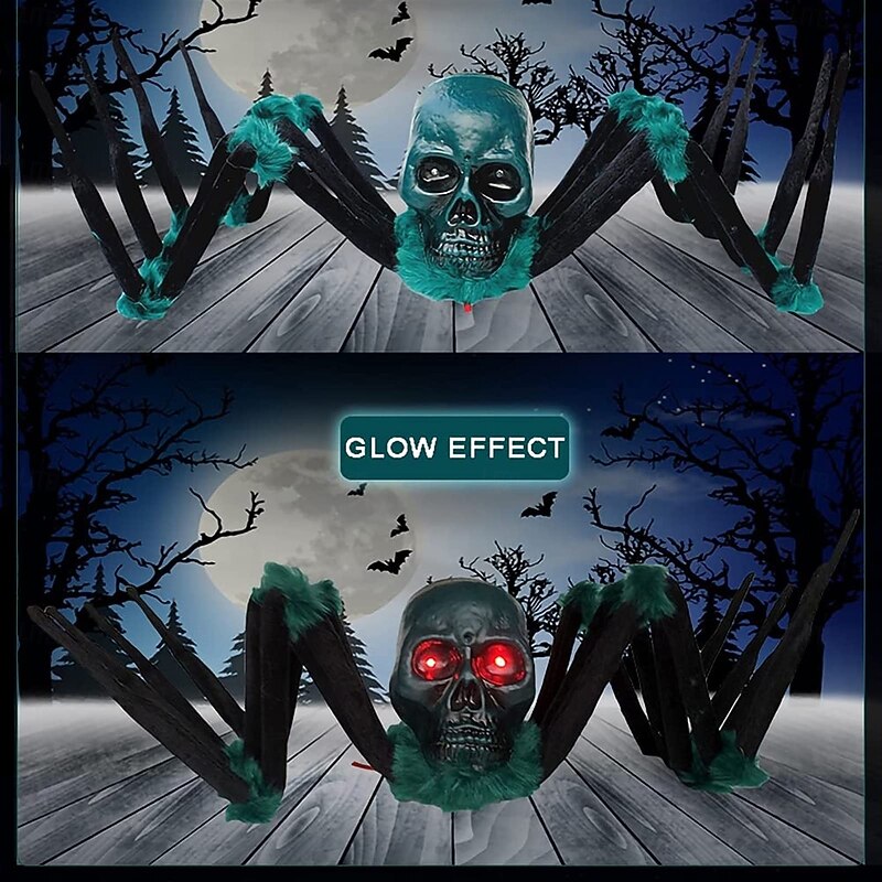 Halloween Decor Scary, Halloween Giant Spider Decorations with Glowing Eyes, Crawling Zombie with Sound Effect for Indoor Outdoor2