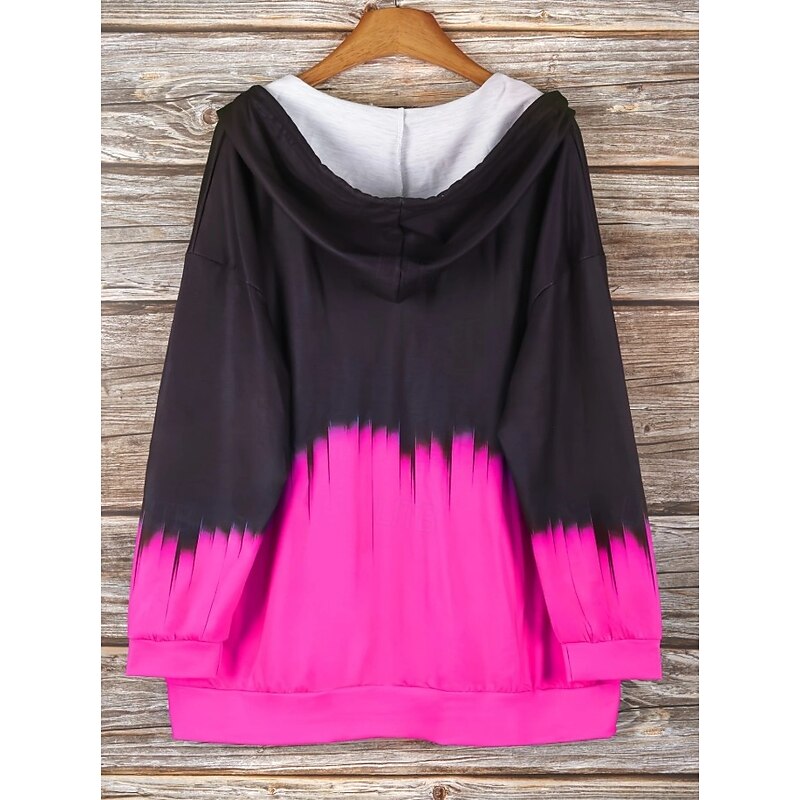 Women's Hooded Sweatshirt Jacket Long Sleeve Zip Up Hoodie With Pocket Lightweight Casual Graphic Geometric Striped Tops Street Dailywear Pocket Print Black Fuchsia Spring Fall4