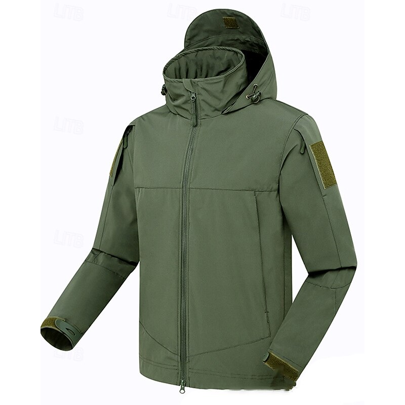 Men's Windbreaker Softshell Jacket Outdoor Waterproof Windproof Hiking Outfits Hiking Clothes Spring Autumn / Fall Top Hunting Camping / Hiking / Caving Traveling Solid Color Black Green Khaki4