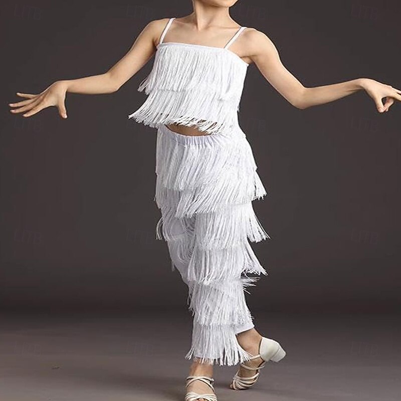 Latin Dance Pants Tassel Splicing Women's Performance Training Theme Party High Spandex4