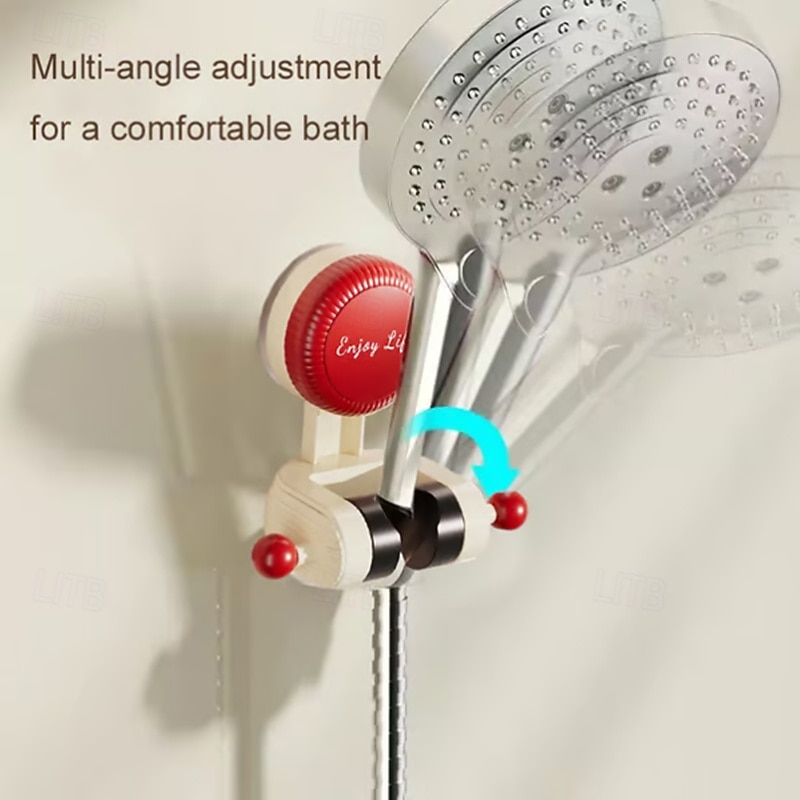 3pcs Adjustable Suction Cup Shower Holder, Drill-Free Rotatable Shower Head Bracket, Removable Wall Mount Shower Rack for Bathroom & Kids3