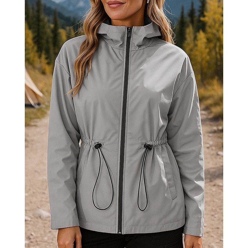 Women's Windbreaker Hiking Jacket rain coat Outdoor Waterproof Windproof Hiking Outfits Hiking Clothes Spring Autumn / Fall Top Camping / Hiking / Caving Running Solid Color Black Army Green Dark Blue