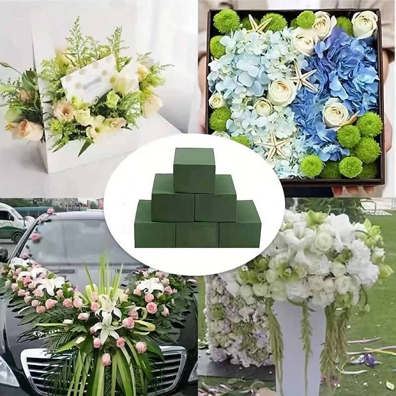 6PCS High Density Wet and Dry Floral Foam, Bouquet Centerpiece Decoration Material, Keeps Flowers Fresh and Secure, Professional Flower Arrangement Supplies with Natural Texture
