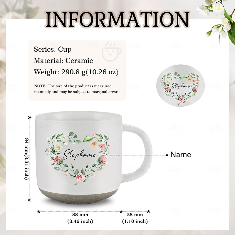 Personalized Name Ceramic Mug Custom Gift, Four Color Options, Perfect Valentine's Day and Christmas Present for Family and Friends3