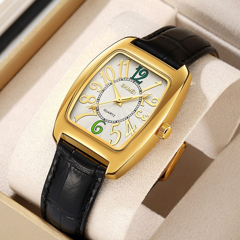 SKMEI Men Quartz Watch Creative Minimalist Fashion Casual Waterproof World Time Decoration Leather Watch