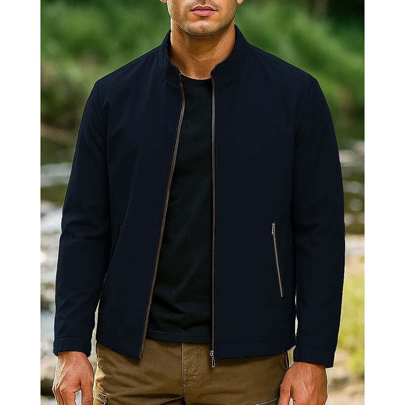 Men's Windbreaker Hiking Jacket rain coat Outdoor Thermal Waterproof Windproof Lightweight Hiking Outfits Hiking Clothes Spring Autumn / Fall Top Camping / Hiking / Caving Running Black Khaki Dark4