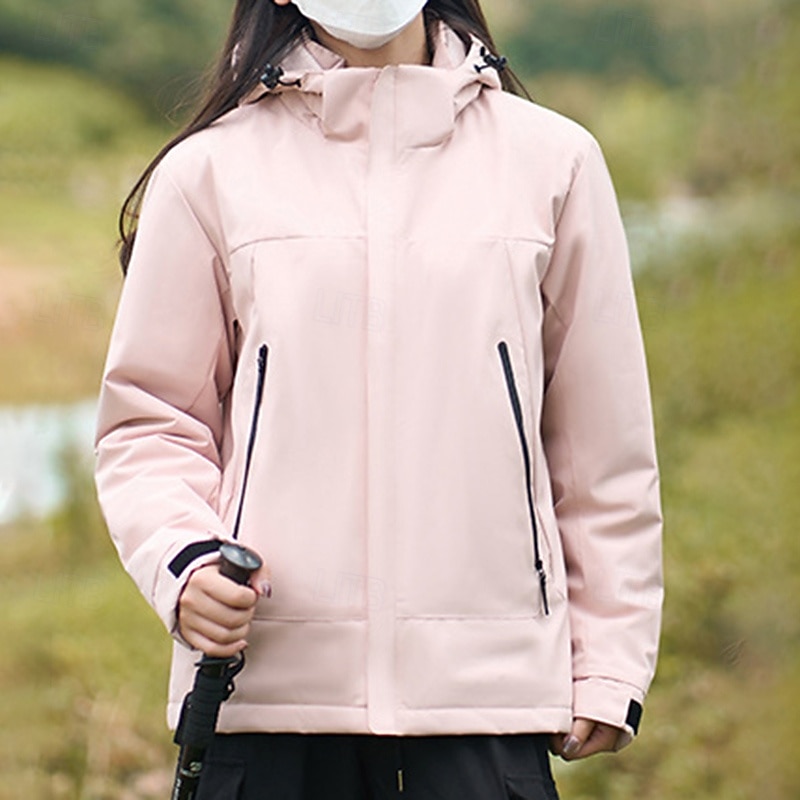 Women's Softshell Jacket Hiking Jacket Thermal Jacket Outdoor Waterproof Windproof Hiking Outfits Hiking Clothes Winter Autumn / Fall Top Camping / Hiking / Caving Running Solid Color Pink Purple3