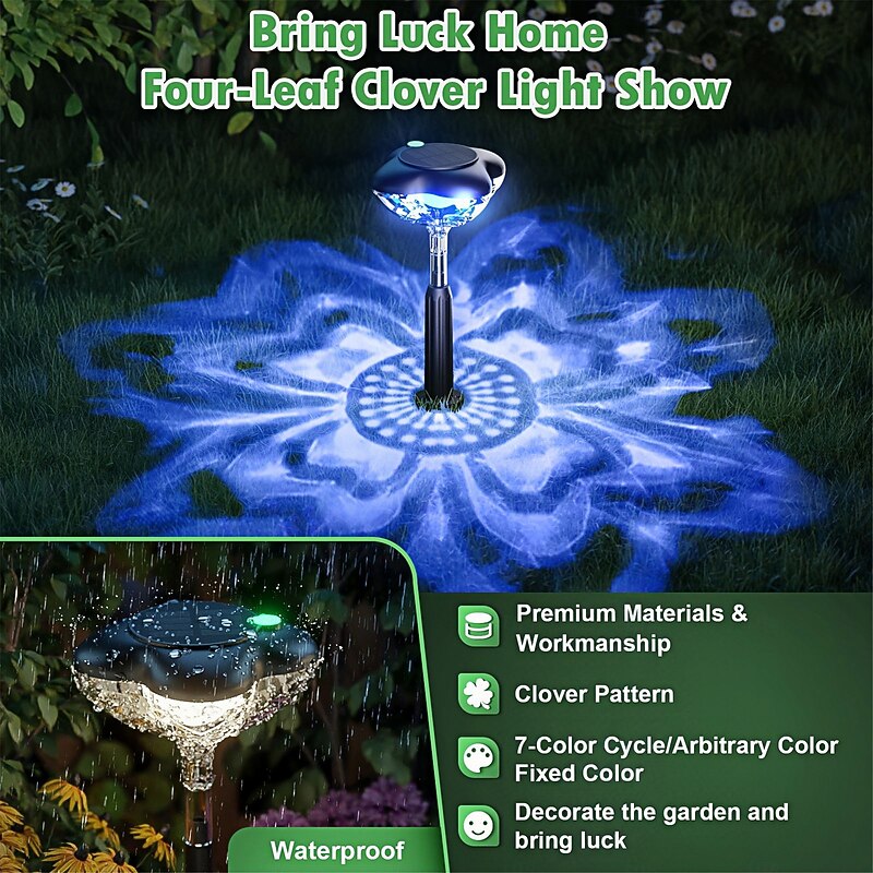 1PC Clover Solar Lights for Outside Pathway Lights Clover Solar Garden Walkway Lights 3 Mode Outdoor Solar Path Lights Maintain of Landscape Lighting Decorative for Lawn Yard Patio3