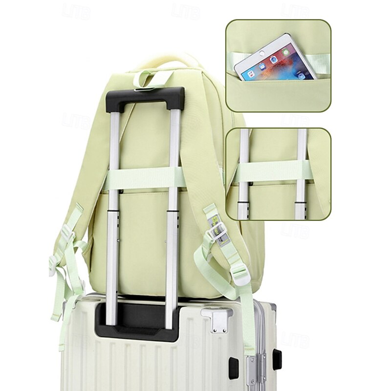 Girl's Large Capacity Lightweight Waterproof Backpack with Clear Front Pocket and Cute Bunny Pin - Cute Travel Bag for School, College and Weekend Trips3