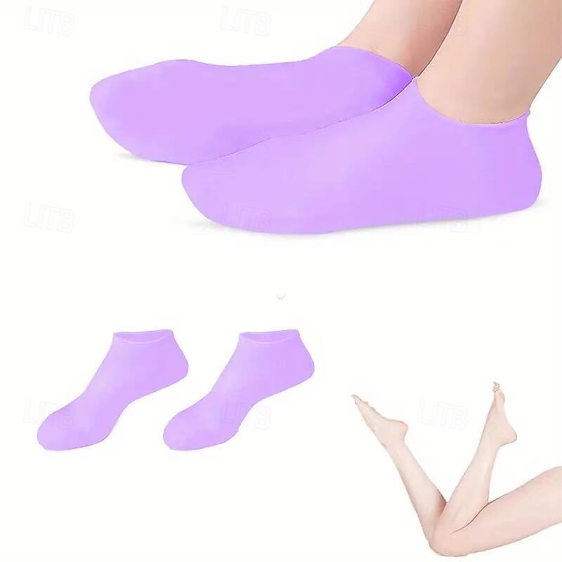 2 Pairs Moisturizing Gel Socks for Cracked Heels, Silicone Foot Care Socks for Dry Feet, Soothing Spa Socks for Heel Repair, Massage and Pedicure Tools, Great Gift Idea2