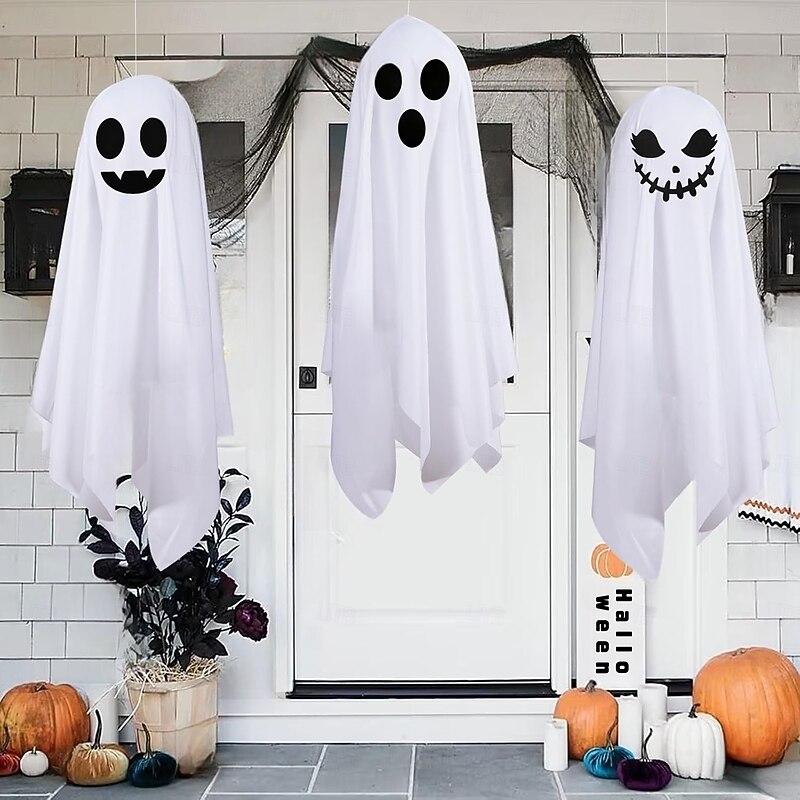 Halloween Decorations Outdoor, Halloween Hanging Decorations Ghost Decor, White Cloth Hanging Ghost, Indoor Halloween Decor Outside, Flying Ghost Halloween Party Decor Front Porch Yard Garden