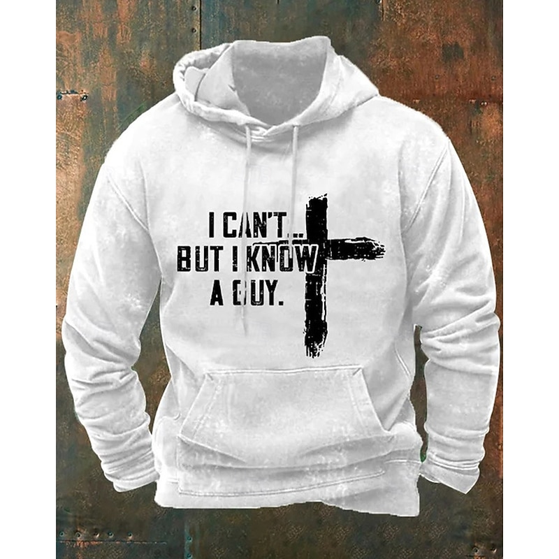 Men's Hoodie Black White Light Grey Dark Gray Hooded Letter Cross Pocket Sports & Outdoor Daily Holiday Polyester Streetwear Basic Casual Spring Fall Clothing Apparel Hoodies Sweatshirts4