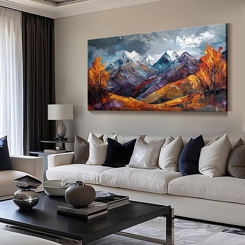 Handmade Oil Painting Canvas Wall Art Decoration Golden Mountain Landscape for Living Room Home Decor Rolled Frameless Unstretched Painting3