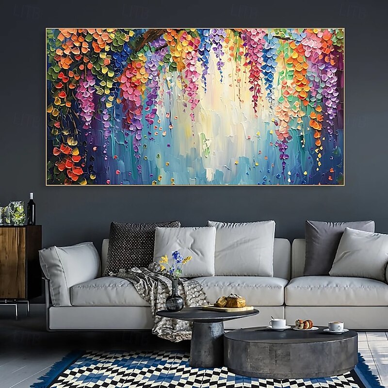 Handmade Oil Painting Canvas Wall Art Decoration Modern Abstract 3D Palette Knife Flowers Plant for Living Room Home Decor Stretched Frame Hanging Painting/Rolled Frameless Unstretched Painting