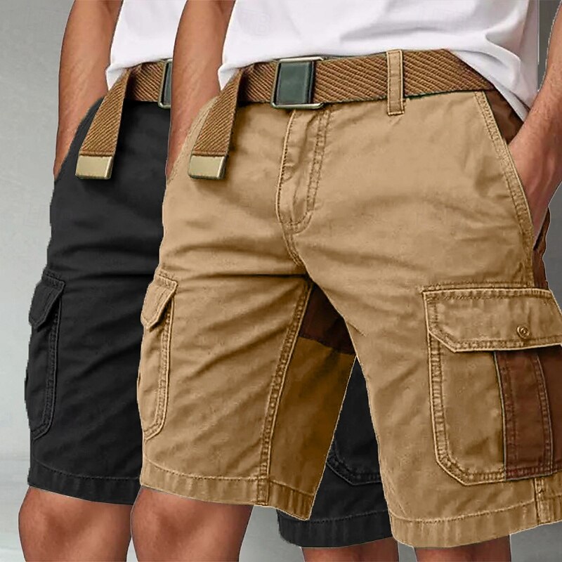 Men's Cargo Shorts Outdoor Shorts Shorts Beach Shorts Casual Shorts Patchwork Elastic Waist Multi Pocket Color Block Wearable Moisture Wicking Knee Length Outdoor Casual Daily Vacation Fashion3