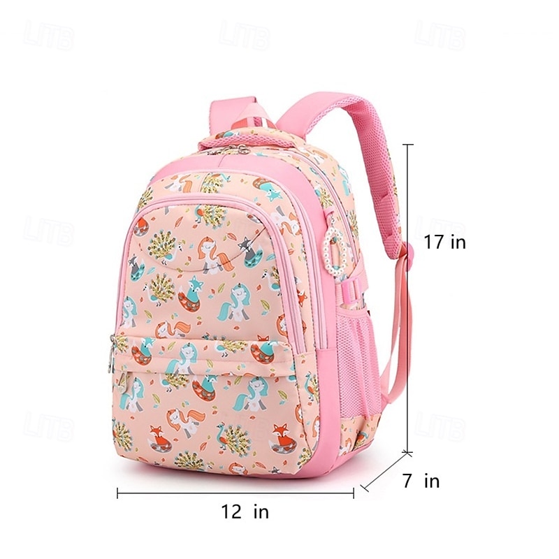 Girls' Pink Cartoon Backpack – Waterproof School Bag with Unicorn and Animal Print for Kindergarten and Elementary Kids4