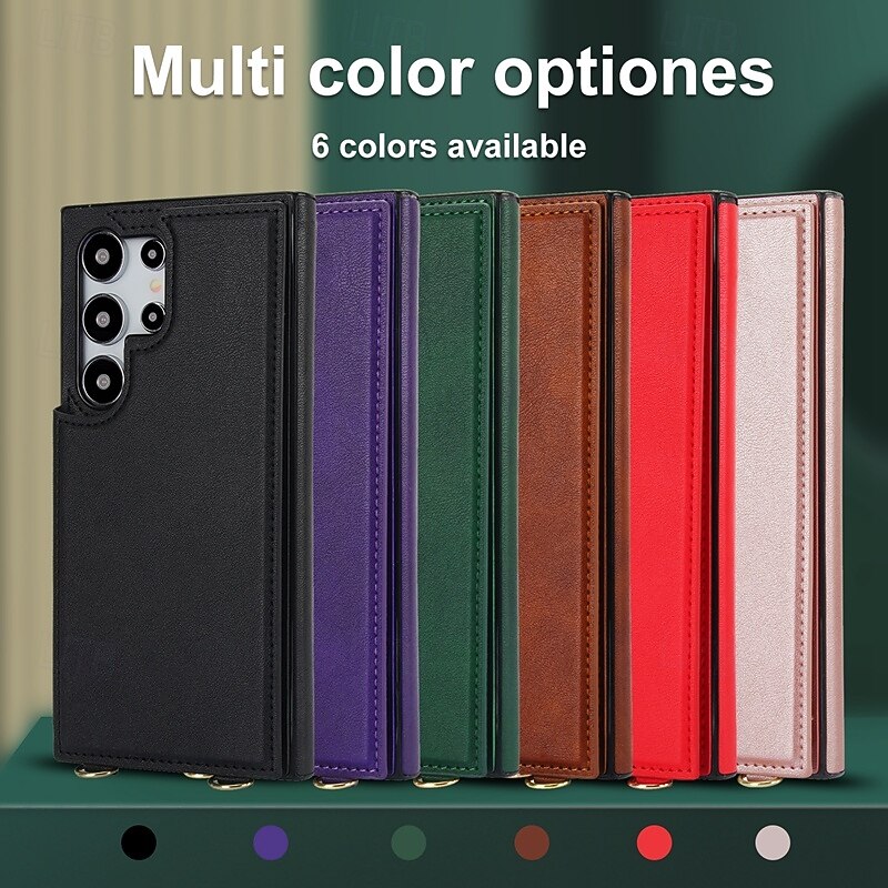 Phone Case For Samsung Galaxy S25 S24 S23 S22 Plus  Ultra S23 FE Wallet Case with Stand Holder Zipper with Lanyard Retro TPU PU Leather
