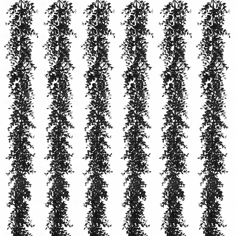 Artificial Black Eucalyptus Vine Garland - Realistic 1pc for Halloween Christmas Fall Decor Indoor/Outdoor Spooky Party2