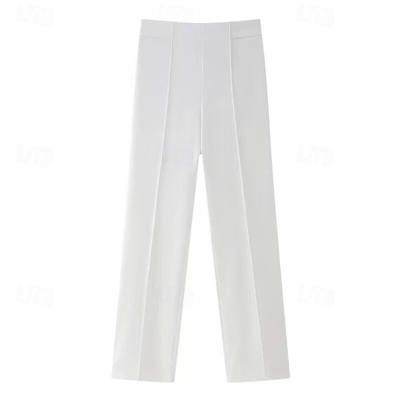 Women's Wide Leg Dress Pants Pants Trousers Fashion Streetwear Full Length High Waist Plain Elastic Waist Breathability Comfortable Street Daily Wear Going out Black White Blue Orange Spring Fall2
