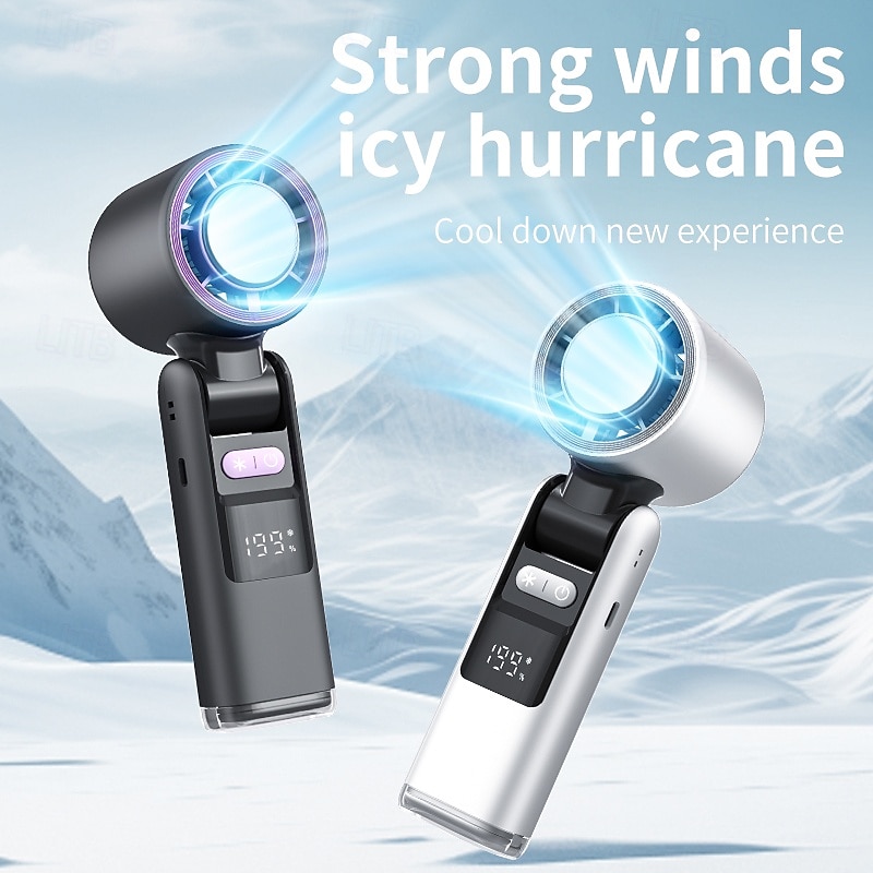 Handheld Small Fan Portable New Charging Turbine Outdoor High-speed Violent Ice-compressed Cooling Fan - Main Image