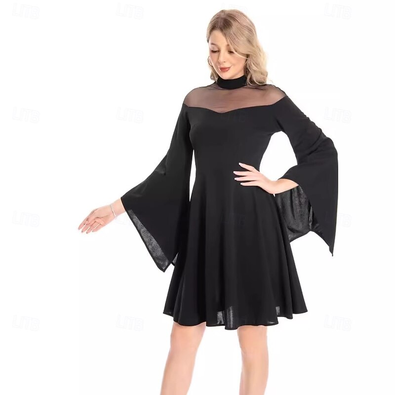 Retro Vintage 1950s Rockabilly Midi Cocktail Dress A Line Dress Flare Dress Bell Sleeve A-Line Fancy Dress Women's Vacation Homecoming Party & Evening Adults' Dress Fall Spring & Summer3