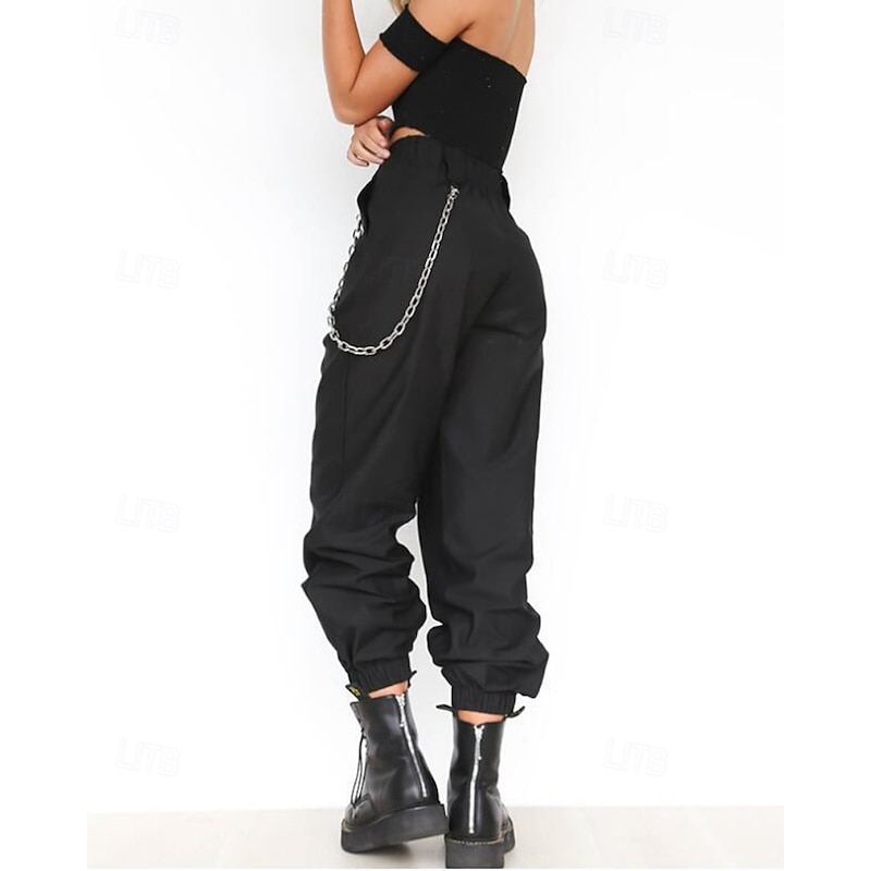 Women's Cargo Pants Slacks Streetwear Full Length Natural Plain Pocket Soft Street Daily Wear Weekend Black Fall Regular Fit3