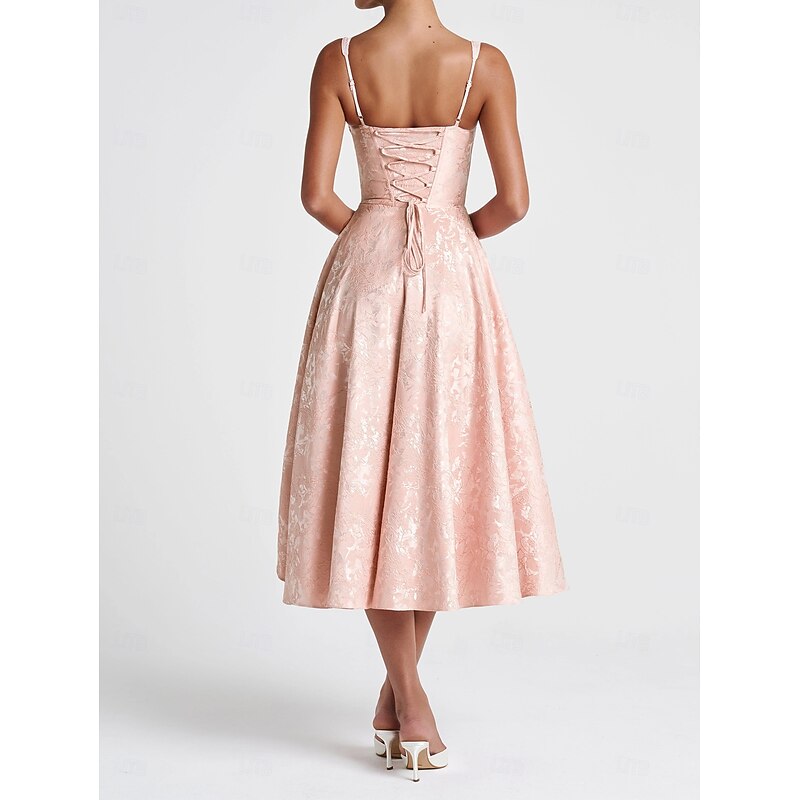 Retro Vintage 1950s Rockabilly Midi Cocktail Dress Swing Dress Flare Dress Corset Fit and Flare Floral Jacquard Fancy Dress Women's Valentine's Day Masquerade Evening Party Homecoming Retro Theme3