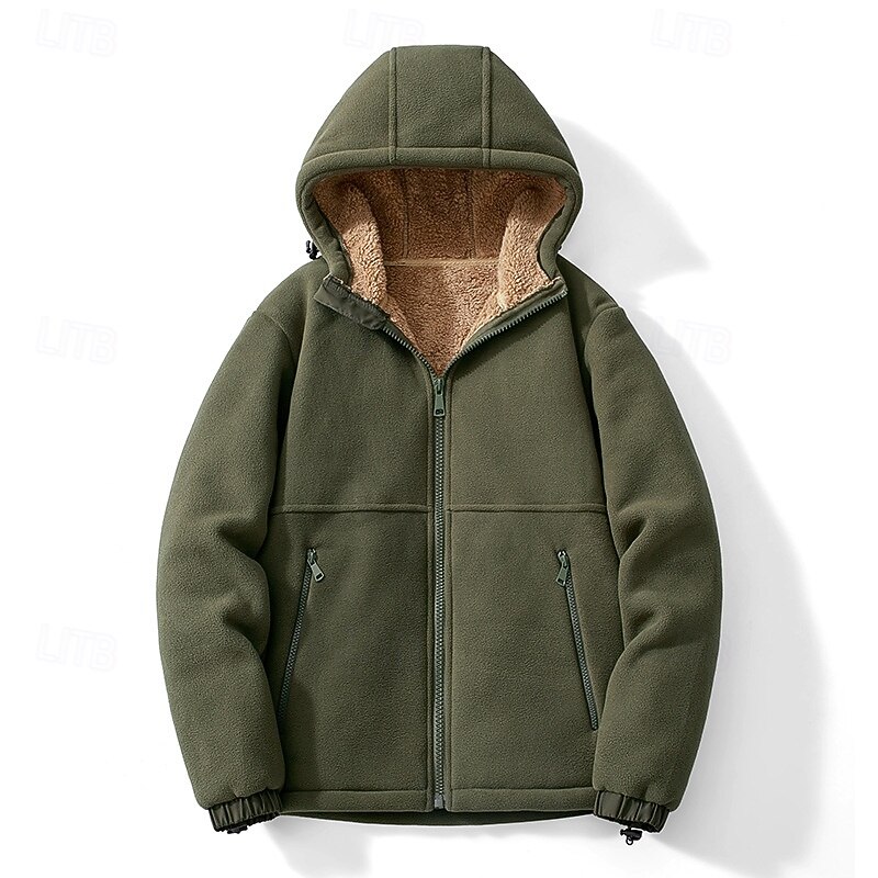 Men's Hoodie Full Zip Hoodie Zip Up Hoodie Fleece Jacket Fleece Hoodie Black Red Blue Brown Green Hooded Plain Zipper Pocket Sports & Outdoor Casual Daily Polyester Streetwear Casual Fall & Winter3