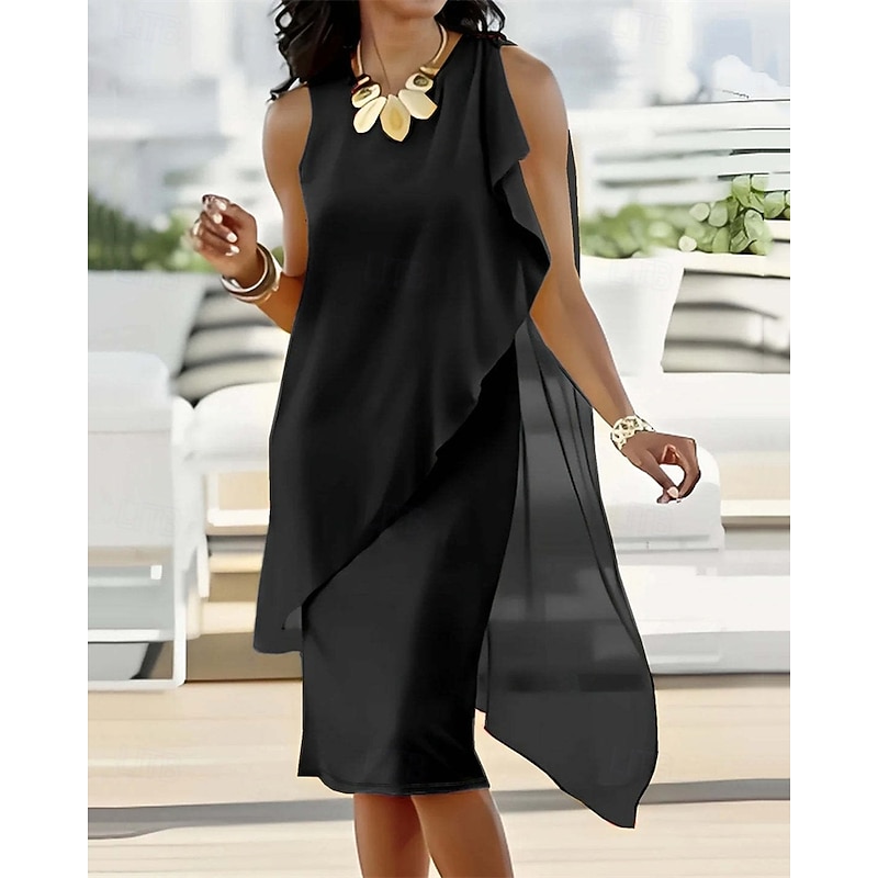 Women's Mini Dress Casual Dress Chiffon Dress Summer Dress Slip Dress Fashion Modern Daily Beach Weekend Regular Fit Plain Sleeveless Crew Neck Black Pink Purple Khaki Summer4