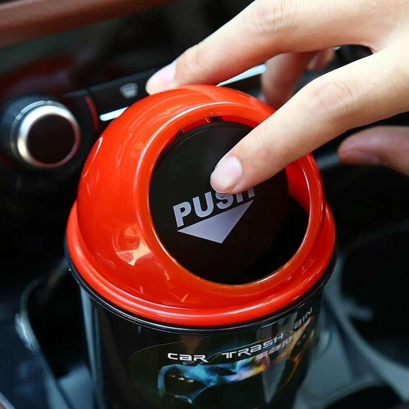 Mini Auto Trash Can with Lid Waterproof Cup Holder Garbage Bin Car Armrest Storage Container Multifunctional Plastic Rubbish Organizer for Vehicle Interior2