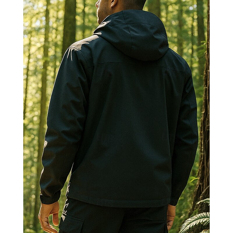 Men's Windbreaker Hiking Jacket rain coat Outdoor Waterproof Windproof Lightweight Hiking Outfits Hiking Clothes Spring Autumn / Fall Top Camping / Hiking / Caving Running Black White Dark Purple2