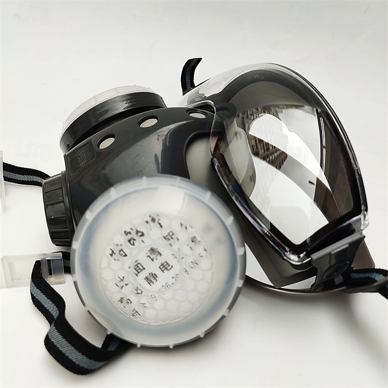 Dust-proof Integrated Respirator Mask Woodworking Tools, Reusable Half Mask with Goggles, Anti-dust Mask for Spray Painting Woodworking, Safety Construction Gear, Protector4