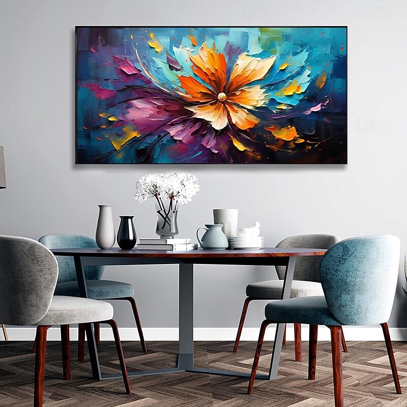 Handmade Oil Painting Canvas Wall Art Decoration Modern Abstract Knife Painting Flowers for Living Room Home Decor Stretched Frame Hanging Painting/Rolled Frameless Unstretched Painting3