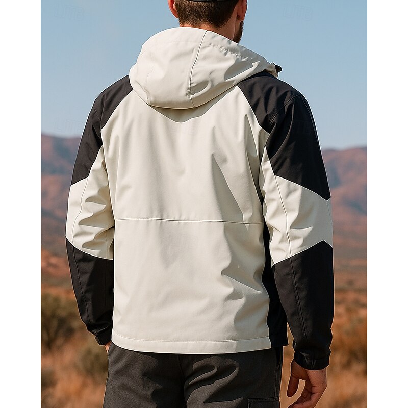 Men's Softshell Jacket Hiking Jacket Hardshell Jacket Outdoor Waterproof Windproof Hiking Outfits Hiking Clothes Spring Autumn / Fall Top Hunting Camping / Hiking / Caving Traveling Patchwork Black2