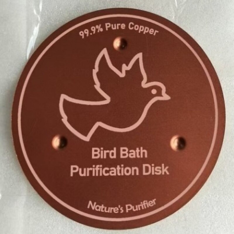 Bird Bath Copper Disk, 0.6mm Reinforced 99.99% Pure Copper Cleaning Disk with Triple-Point Support for Physical Safe Clean Water All-Season, Universal Fit for Outdoor Birdbaths, Bowl3