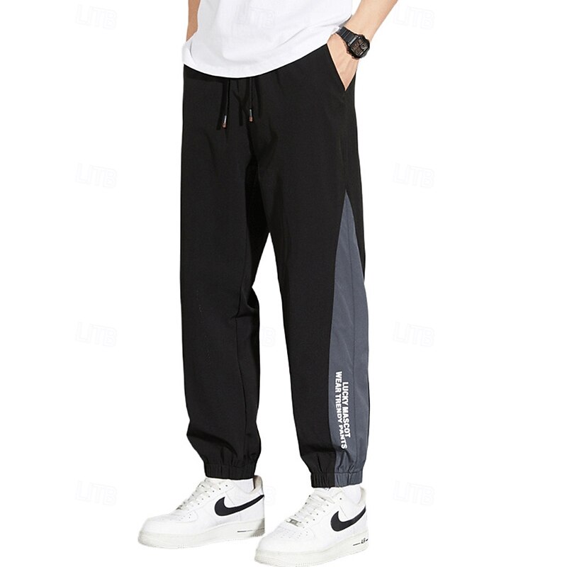 Men's Jogging Pants Cargo Capri Pants Pocket Drawstring Bottoms Athleisure Gym Workout Fall Lightwear Breathable Gym Workout Outdoor Athletic Loose Fit Sportswear Activewear Solid Colored Black Grey4