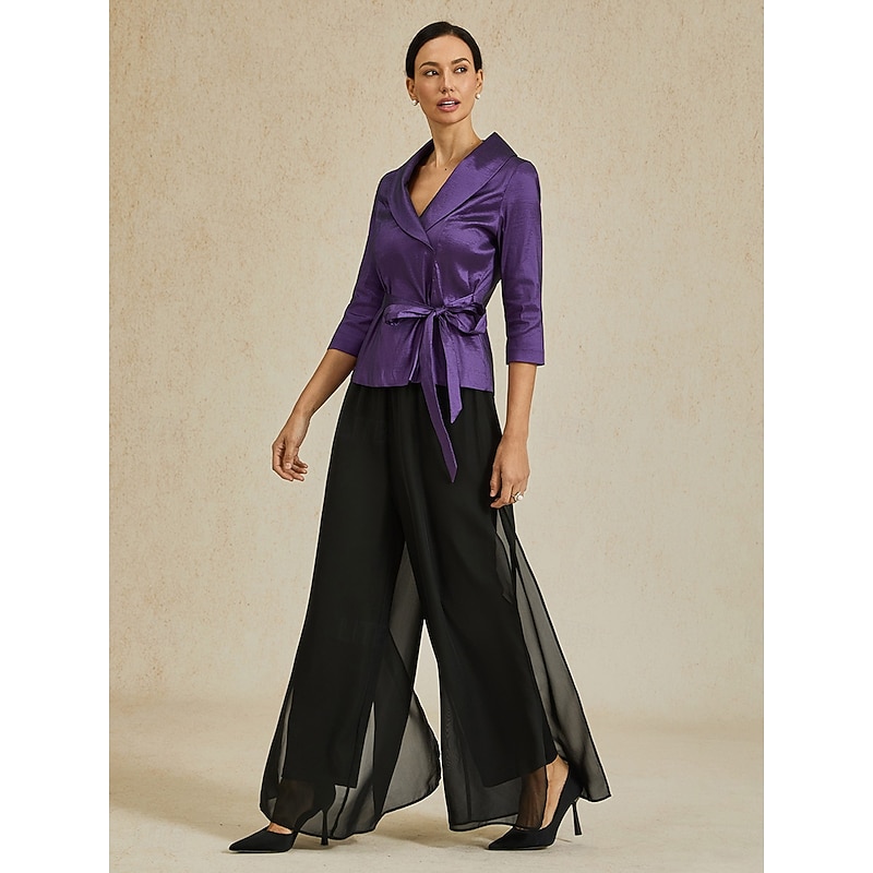 Women's Culottes Wide Leg Straight-Leg Trousers Elegant Stylish Classic Style Full Length Medium Waist Solid Color Elastic Waist Stretchy Wedding Vacation Party Black Spring, Fall, Winter, Summer4