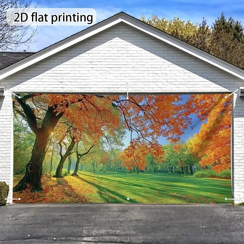 Halloween Outdoor Garage Door Cover Fall Autunm Scenery Banner Large Tapestry Backdrop Decoration for Holiday Outdoor Garage Door Home Wall Decorations