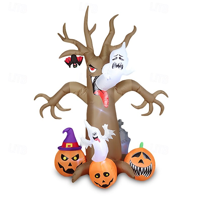 8 FT Halloween Inflatables Outdoor Dead Tree with Ghost and Pumpkin, Halloween Blow Ups Yard Decorations with LED Lights Halloween Tree Inflatable Halloween Decor Outdoor Halloween Inflatable4