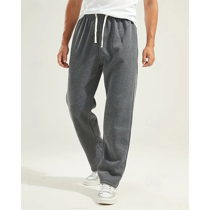 Men's Athletic Pants Sweatpants Straight Leg Sweatpants Pocket Elastic Waist Drawstring Plain Comfort Sports Outdoor Daily Fashion Casual Black Light Grey Micro-elastic